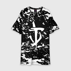 Платье клеш для девочки Doom краски белые штрихи, цвет: 3D-принт