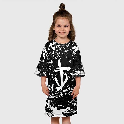 Детское платье Doom краски белые штрихи / 3D-принт – фото 3