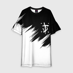 Платье клеш для девочки Doom краски черно белый, цвет: 3D-принт