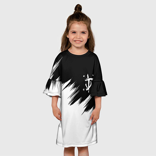 Детское платье Doom краски черно белый / 3D-принт – фото 3