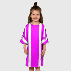 Платье клеш для девочки Color white pink stripes, цвет: 3D-принт — фото 2