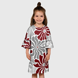 Платье клеш для девочки Цветы cherry and grey pattern, цвет: 3D-принт — фото 2