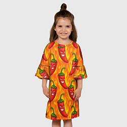 Платье клеш для девочки Огненный перец паттерн, цвет: 3D-принт — фото 2