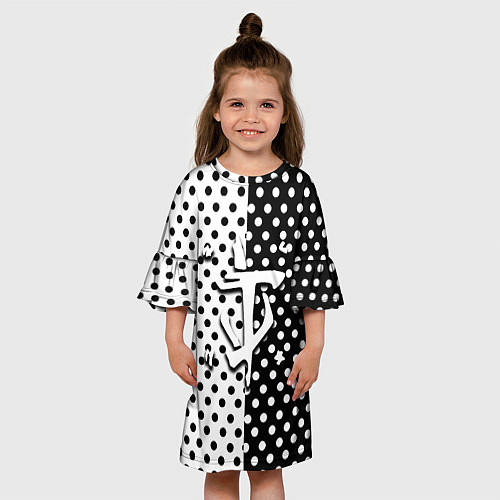 Детское платье Doom точки черно белые / 3D-принт – фото 3