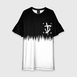 Платье клеш для девочки Doom краски черно белый, цвет: 3D-принт