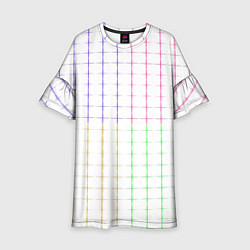 Платье клеш для девочки Color white multicolored stripes, цвет: 3D-принт