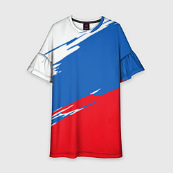 Платье клеш для девочки Белый Синий Красный, цвет: 3D-принт