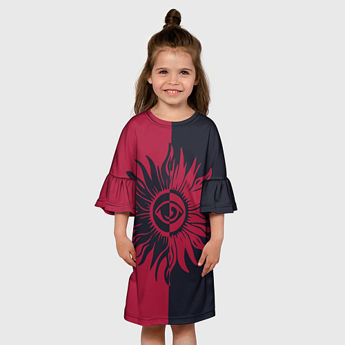 Детское платье Солнце красно-синее / 3D-принт – фото 3