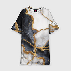 Детское платье Мрамор белый и черный с золотом