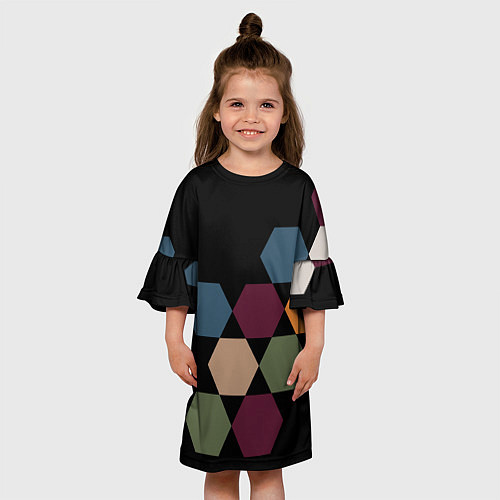 Детское платье Honeycombs autumn colors / 3D-принт – фото 3