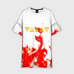 Платье клеш для девочки Ведьмак огонь лого, цвет: 3D-принт