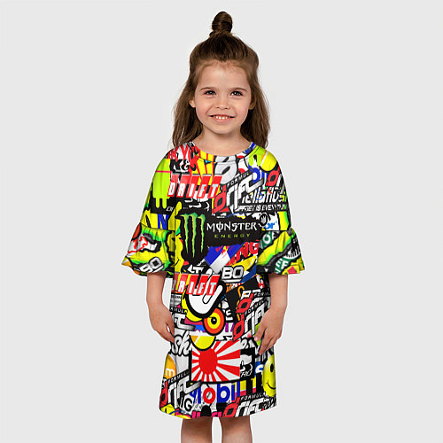 Детское платье Monster energy брендовый стиль / 3D-принт – фото 3