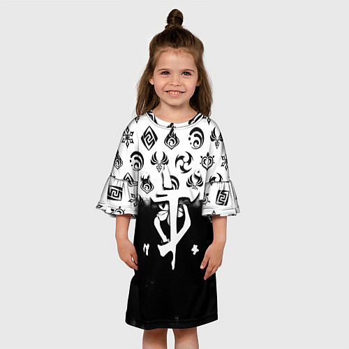 Детское платье Doom черно белые аниме / 3D-принт – фото 3