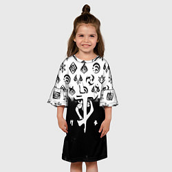 Платье клеш для девочки Doom черно белые аниме, цвет: 3D-принт — фото 2