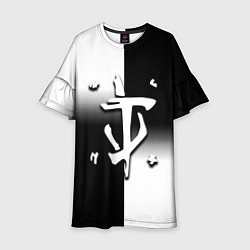 Платье клеш для девочки Doom black geometry, цвет: 3D-принт