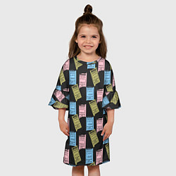 Платье клеш для девочки Советские билеты транспорта, цвет: 3D-принт — фото 2