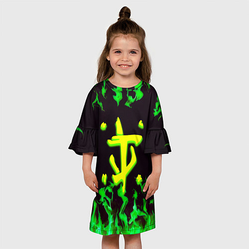 Детское платье Doom зелёный огонь / 3D-принт – фото 3