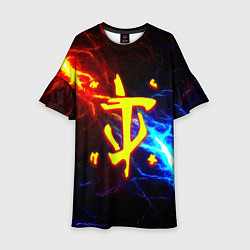 Платье клеш для девочки Doom шторм с молниями, цвет: 3D-принт