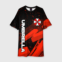 Платье клеш для девочки Umbrella corp - красный, цвет: 3D-принт