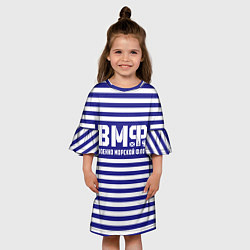Платье клеш для девочки ВМФ текстура тельняшки, цвет: 3D-принт — фото 2