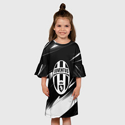Платье клеш для девочки Juventus geometry stripes black, цвет: 3D-принт — фото 2