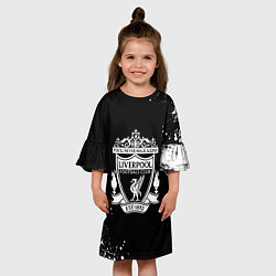Платье клеш для девочки Liverpool белые краски текстура, цвет: 3D-принт — фото 2