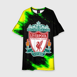 Платье клеш для девочки Ливерпуль кислотные краски, цвет: 3D-принт