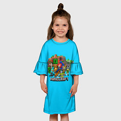 Платье клеш для девочки Мобы майнкрафт, цвет: 3D-принт — фото 2