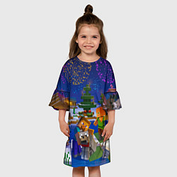 Платье клеш для девочки Новый год в Майнкрафт, цвет: 3D-принт — фото 2