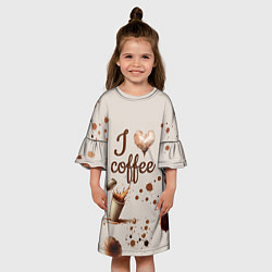 Платье клеш для девочки Пятна кофе часть дизайна - можно проливать, цвет: 3D-принт — фото 2
