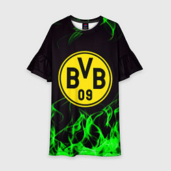 Платье клеш для девочки Borussia зелёный огонь, цвет: 3D-принт