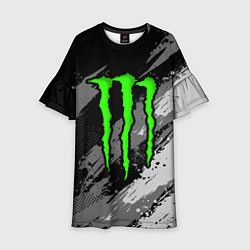 Платье клеш для девочки Monster energy - мазки краски, цвет: 3D-принт