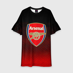 Платье клеш для девочки Arsenal текстура полосы красные, цвет: 3D-принт