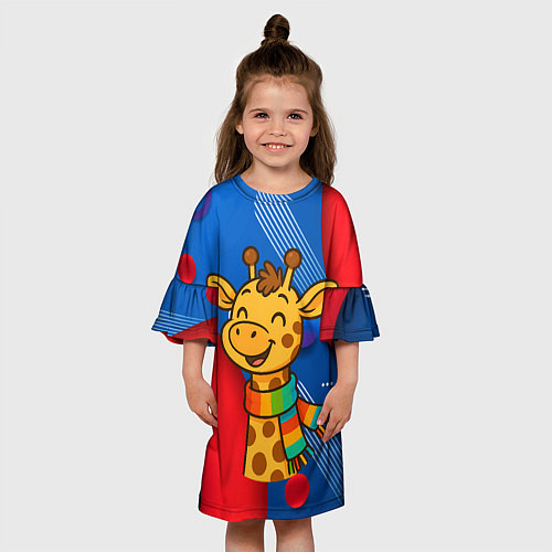 Детское платье Радостныйй жираф в шарфе / 3D-принт – фото 3