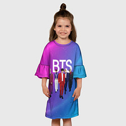 Платье клеш для девочки BTS розово-голубой фон, цвет: 3D-принт — фото 2
