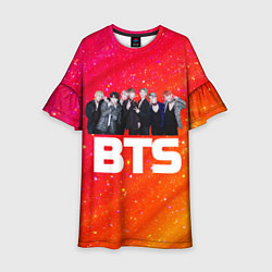 Платье клеш для девочки BTS блестящий фон, цвет: 3D-принт