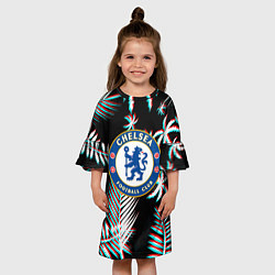 Платье клеш для девочки Chelsea тропики глитч текстура, цвет: 3D-принт — фото 2