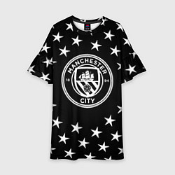 Платье клеш для девочки Манчестер сити звезды, цвет: 3D-принт