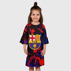 Платье клеш для девочки Барселона абстрактные краски, цвет: 3D-принт — фото 2