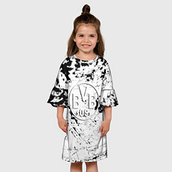 Платье клеш для девочки Borussia черно белые краски, цвет: 3D-принт — фото 2