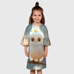 Платье клеш для девочки Милый цыпленок с цветочком на лбу, цвет: 3D-принт — фото 2