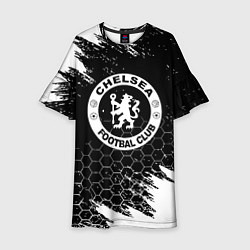 Платье клеш для девочки Челси соты черно белые краски, цвет: 3D-принт