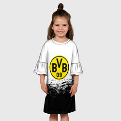 Платье клеш для девочки Borussia черные краски штрихи, цвет: 3D-принт — фото 2