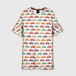 Детское платье Цветные машинки паттерн
