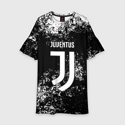 Платье клеш для девочки Ювентус брызги красок, цвет: 3D-принт