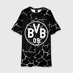 Платье клеш для девочки Borussia черно белые, цвет: 3D-принт