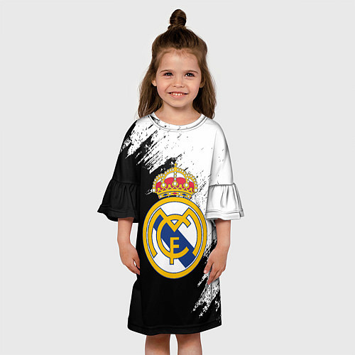 Детское платье Real Madrid текстура штрихи / 3D-принт – фото 3