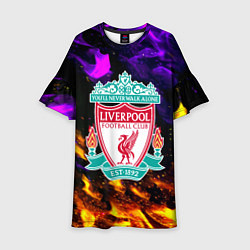 Платье клеш для девочки Ливерпуль огонь неон, цвет: 3D-принт