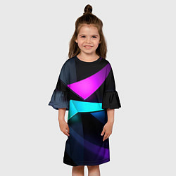 Платье клеш для девочки Neon colored geometric, цвет: 3D-принт — фото 2