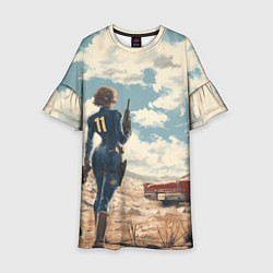 Платье клеш для девочки Fallout девушка в пустоши, цвет: 3D-принт